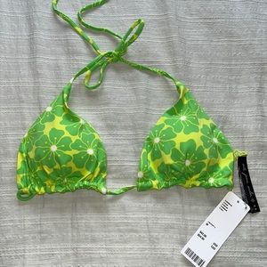 Green floral bikini top